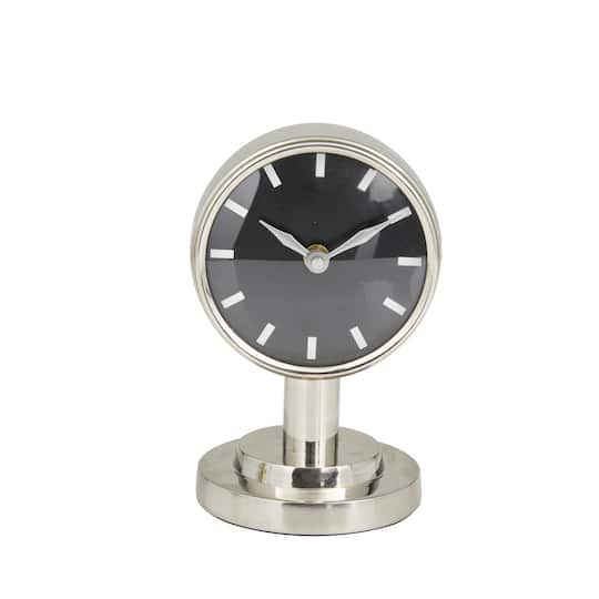 Silver Modern Abstract Clock, 4&#x22; x 4&#x22; x 7&#x22;